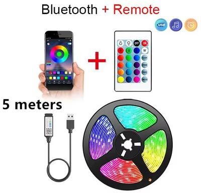 Inspired Finds SmartGlow Bluetooth LED Strip Lights 5050 RGB Backlights With App Remote Control 16.40 Ft