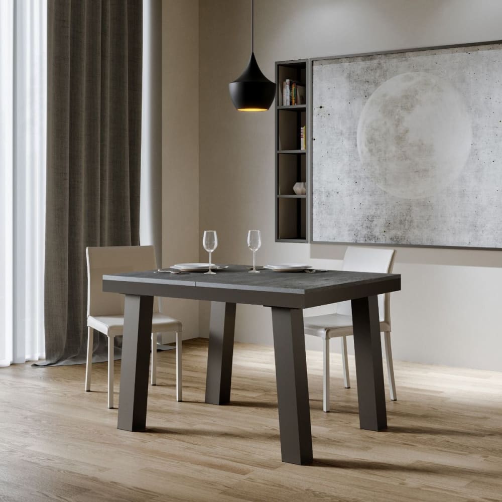 Itamoby Table extensible effet béton gris 90x120/224 cm Gris 120x77x90cm