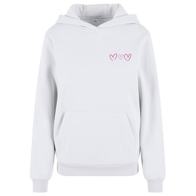 Kapuzensweatshirt MISS TEE "Miss Tee Always Trust Your Heart Ladies Fluffy Hoody", Damen, Gr. L, weiß, 70% Baumwolle, 30% Polyester, bedruckt, Rundhals, Sweatshirts