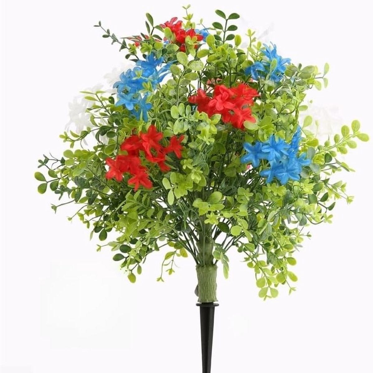 Nep Hortensia Potplant - Kunstbloem Decoratie - Weerbestendig Kunststof - Rood Wit Blauw - 58 x 40 cm
