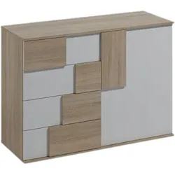 KOMMODE ESTRADA 121/85/45 cm mit 4 Schubladen 1 Türen Sonoma Eiche