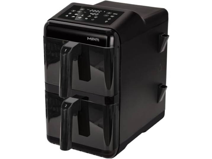 MPM Air Fryer Heißluftfritteuse 2 Kammern XXL 12 L Übereinander 3000 W