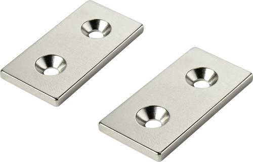 TRU COMPONENTS W40L20T3-2M4 Permanent-Magnet Rechteckig (L x B x H) 40 x 20 x 3mm N35 Grenztemperatur (max.): 80°C