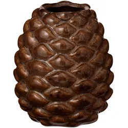 IB Laursen Steingut-Vase Zapfen, Braun - Ø 8,3 x H 9,8 cm