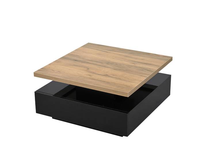 Urban Meuble Couchtisch 70x70 cm Hochglanz mit 360° drehbar, Eichefarben, Quadratisch,Quadratisch, 70x36x70 cm, Wohnzimmer, Wohnzimmertische, Couchtische