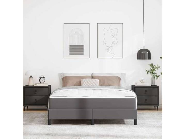 KTHLBRH Bettgestell, grau, 140 x 200 cm, Stoff Technisches Holz, feste Latten, Taschenfedern, Schaumstoff, modernes Design