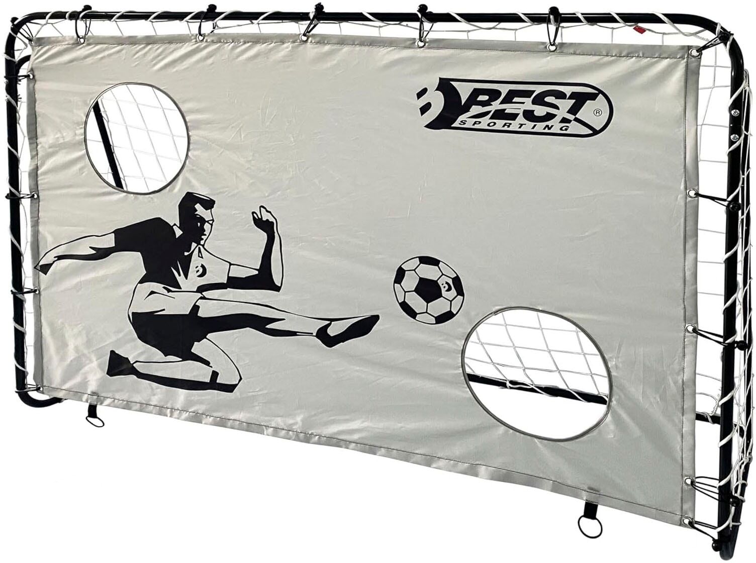 Fußballtor BEST SPORTING "Fußballtor mit Torwand 2 Schusslöcher", schwarz (schwarz, grau), Sport-Tore, Kinder, B/H/L: 180cm x 120cm x 60cm, 1 Stk., Fußballtor, B:180cm H:120cm L:60cm