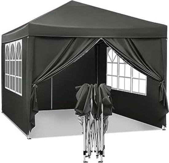 Famanu Pop-up Partytent 3x3m - Faltbar mit Seitenwänden in Grau