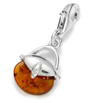 Kettenanhänger OSTSEE-SCHMUCK "- Handtasche - Silber 925/000 - Bernstein" Gr. 25, silber (silber 925, silberfarben, weiß), Schmuckanhänger, Damen, Silber 925 (Sterlingsilber), Kettenanhänger
