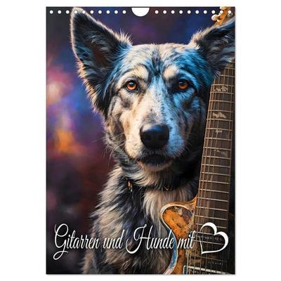 Gitarren und Hunde mit Herz (Wandkalender 2026 DIN A4 hoch), CALVENDO Monatskalender