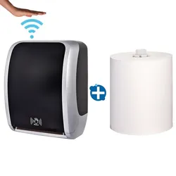 Cosmos Sensor Handtuchrollenspender silber/schwarz Setpreis inklusive Handtuchrolle JM Metzger Cosmos 2-lagig TAD 100 m