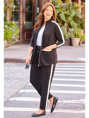 Plus Size Women's Refined Scuba Pant by Catherines in Black White (Size 1X)