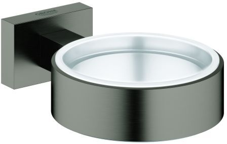 Grohe Essentials Cube Halter 40508AL1 hard graphite gebürstet, für Glas, Seifenspender/-schale