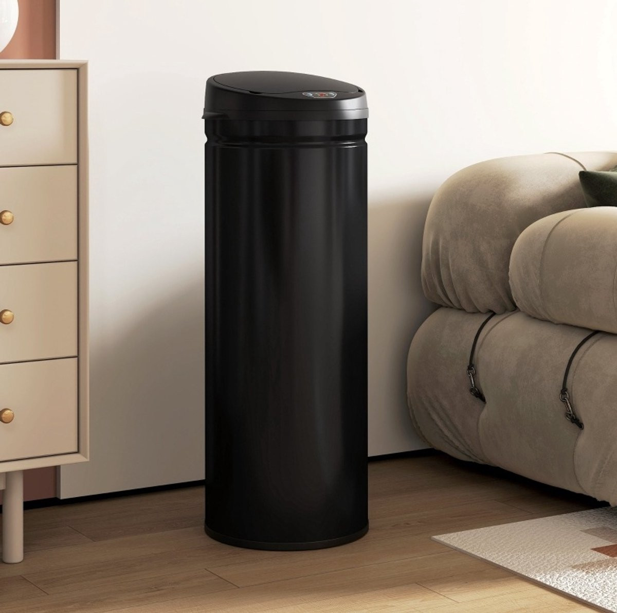 FloraGrace Sensor Prullenbak – 50 Liter – Zwart – Roestvrij Staal