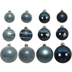 MARELIDA Christbaumkugel Weihnachtskugel Glas 3 Größen glänzend matt glitzernd blau 12St.