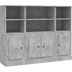 vidaXL Highboards 3 Stk. Betongrau Holzwerkstoff