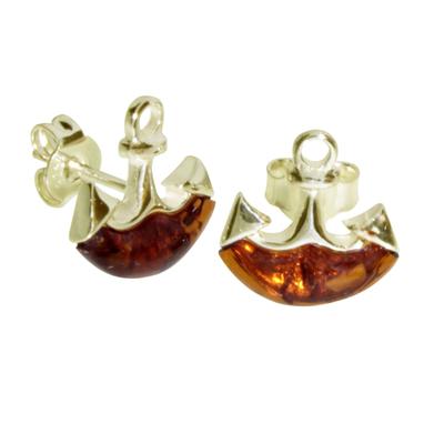 Paar Ohrstecker OSTSEE-SCHMUCK "Ostsee-Schmuck Ohrstecker Anker Ohrstecker Anker", gelb, Ohrringe, Damen, 12 x 12mm, Silber 925 (Sterlingsilber)