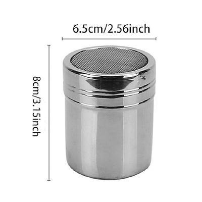 Puderzuckerstreuer, Edelstahl-Pulverstreuer, Feinsieb-Pulverstreuer, Pulverdosen mit Deckel, Mehlspender für Kakaopulver, Backzubehör, Küchenutensilien