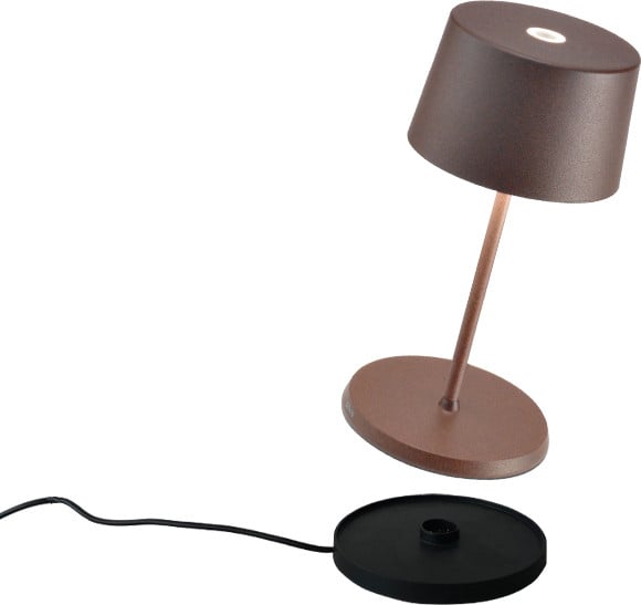 Zafferano Olivia Mini tafellamp - Oplaadbare LED-buitenlamp - Bruin - Hoogte: 22 cm