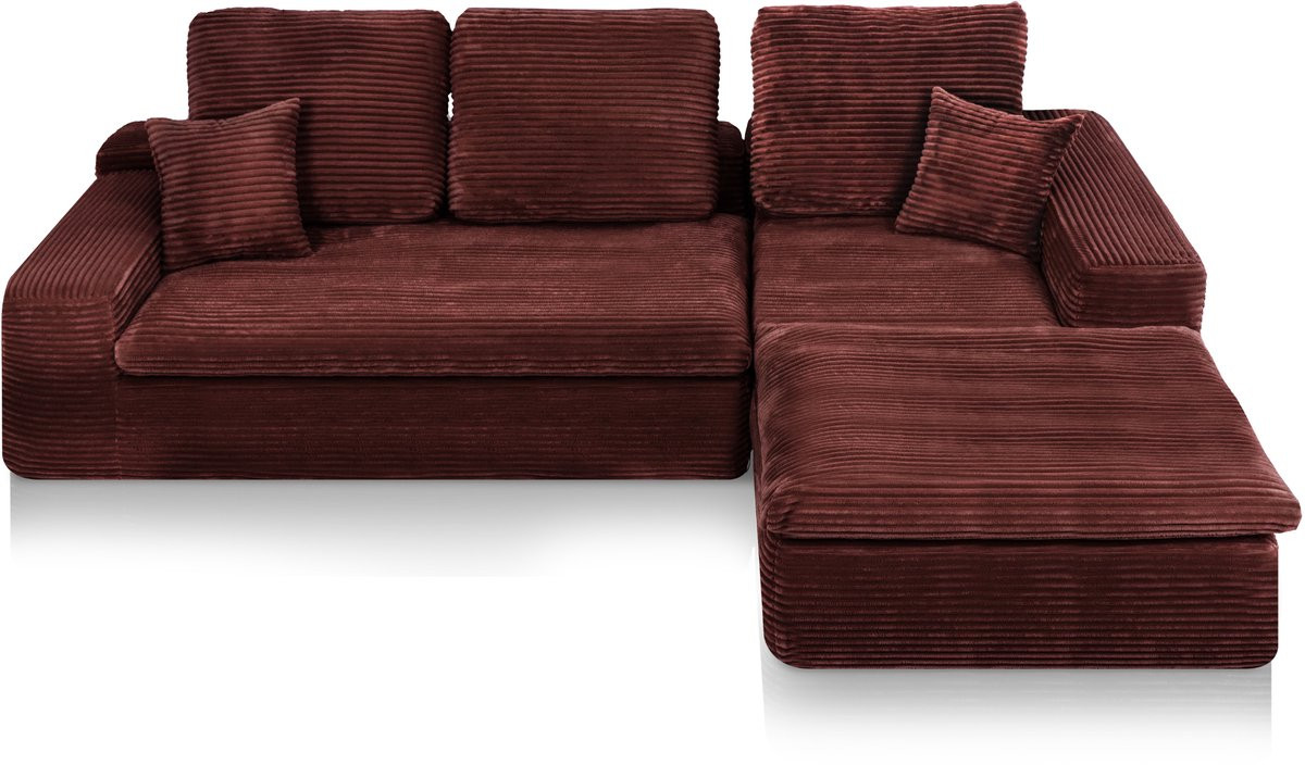 Popsofa Lazy Hoekbank Velvet Ribstof Koper Rechts