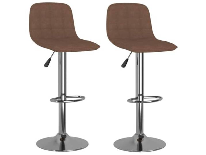 POUFGDR Barhocker, 2-teilig, Braun, Textil, mit Sockel aus verchromtem Höhenverstellbar, 360° drehbar, integrierte Fußstütze, bequemer Stoff, vielseitiges Design