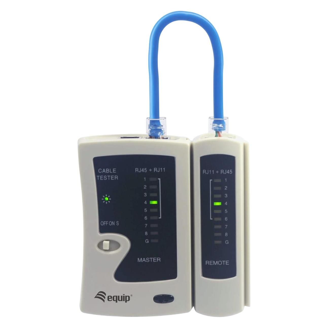 equip Kabeltester für RJ45/RJ12/RJ11 grau (Kabeltester) (129967)
