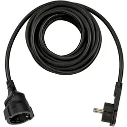 Qualitäts-Kunststoff-Verlängerungskabel mit Flachstecker 5m H05VV-F3G1,5 schwarz