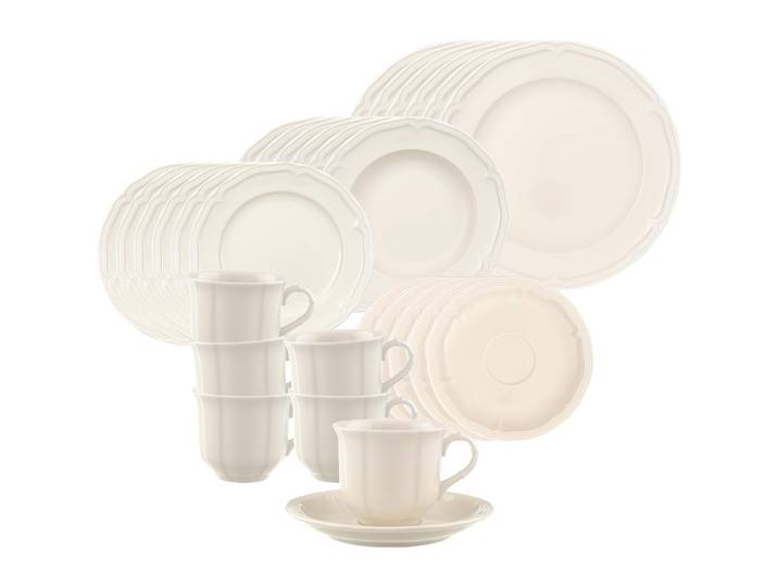 Geschirr-Set VILLEROY & BOCH Kombiservice Manoir 30er Set weiß , weiß, Porzellan, Geschirr-Sets, Geschirr-Set, Topseller