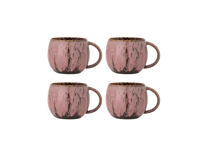 Lot de 4 mugs en grès rose Rayen