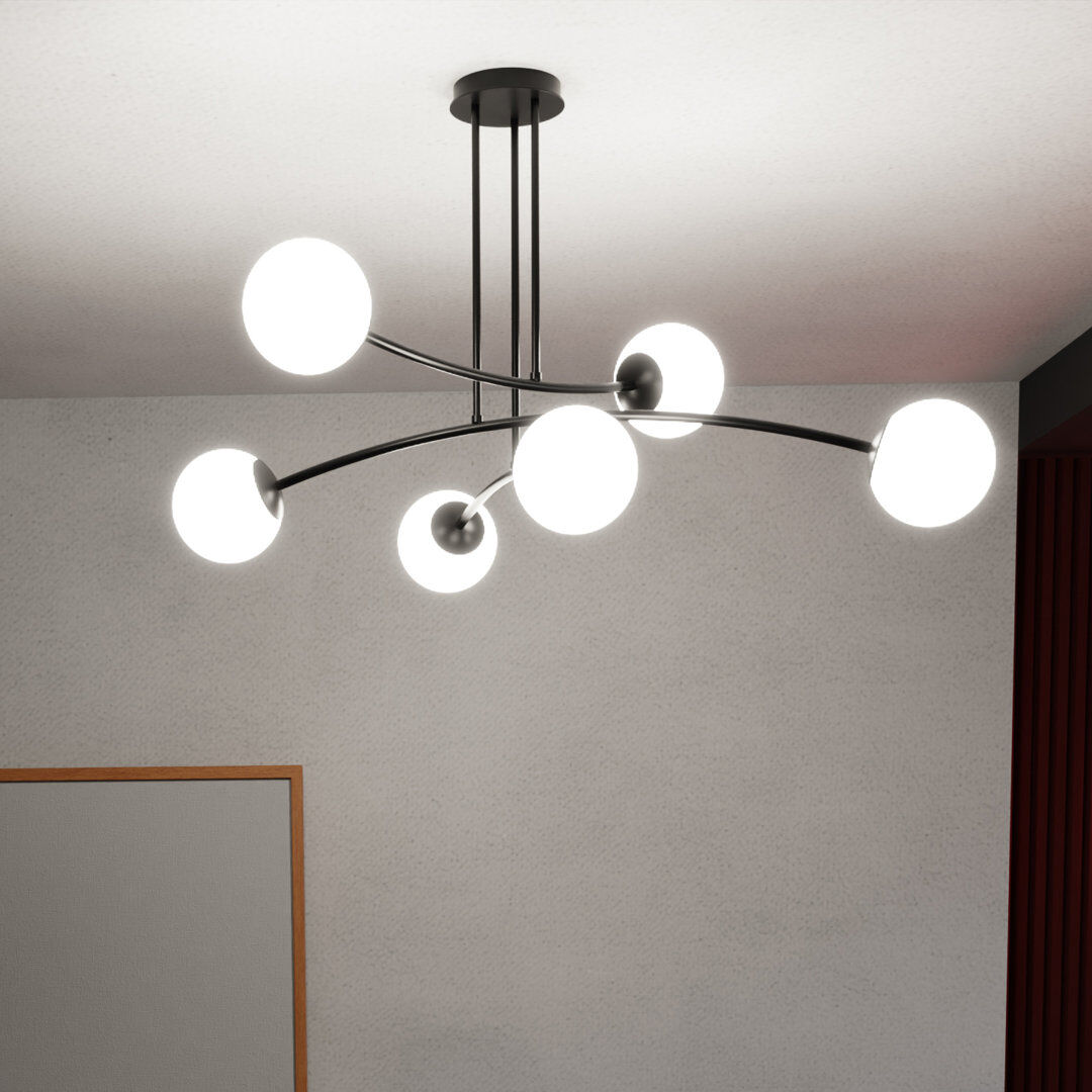 Corrigan Studio Galewood 6 - Light Sputnik Pendant Black 45cm H X 108cm W X 81cm D
