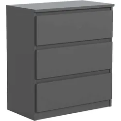 KOMMODE NUDO 70/78,5/39cm mit 3 Schubladen Türen Anthrazit