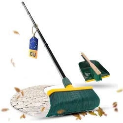 Novaliv Premium Krallenbesen mit Stiel 30cm inkl. Kehrgarnitur Outdoor, Spezialbesen gebogenen Borst, Reinigungsutensil, Grün, Gelb