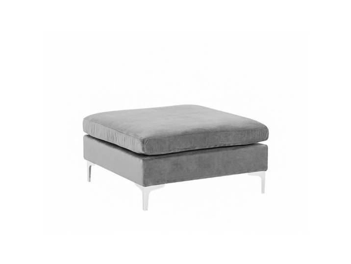 Pouf ottoman en velours gris - Beliani - EVJA - Design contemporain - Confortable et élégant