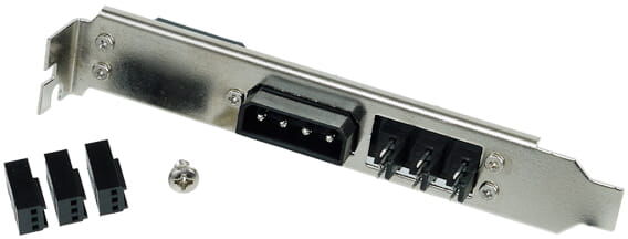 Phobya Slotblende 4Pin Molex &amp; 3x 3Pin L&uuml;fterstecker