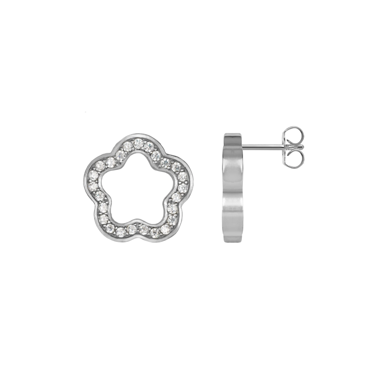 Jacques Lemans Ohrstecker Blume Sterlingsilber mit Zirkonia