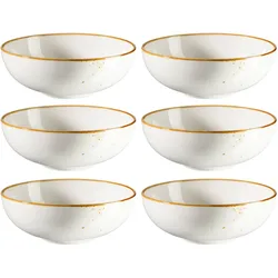 MÄSER Schüssel 17 cm Weiss mit braunem Rand 6er Set, PINTAR Brauner Rand, 594011