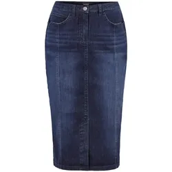 Jeansrock GOLDNER "Jeansrock mit Formbund", Damen, Gr. 40, blau (marine), Obermaterial: 83% Baumwolle CO. 15% Polyester PES. 2% Elasthan EL., Röcke Jeansrock, Gehschlitz in vorderer Mitte