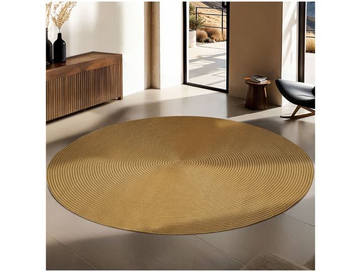 Tapis - TECTAKE - Tapis tressé rond RAYA en aspect jute style bohème pour intérieur et extérieur Ø 160 cm - Marron