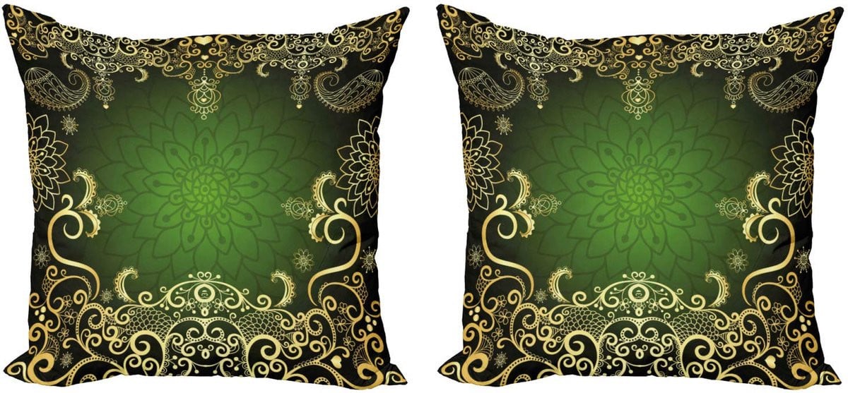 ABAKUHAUS Mandala Kussenhoes Set - 2x45 cm - Groen - Microvezel