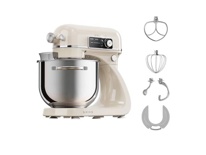 DREAME BioKnead™ Standmixer, 12 präzise Geschwindigkeitseinstellungen Patentiertes Dual-Hook Bionic-Hand-Design, 800 W DC-Motor, 6 l Kapazität, Vollmetallgehäuse, Digitalanzeige, Zubehör