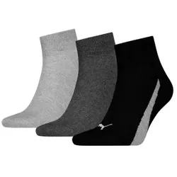 Puma 3P Lifestyle Quarter Socks Schwarz/Grau Gr 39/42