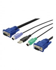 DIGITUS Octopus Tastatur- / Video- / Maus- KVM- Kabel HD-15 M USB Typ A 4-polig PS/2 6-polig M 3 m Schwarz (DS-19232)