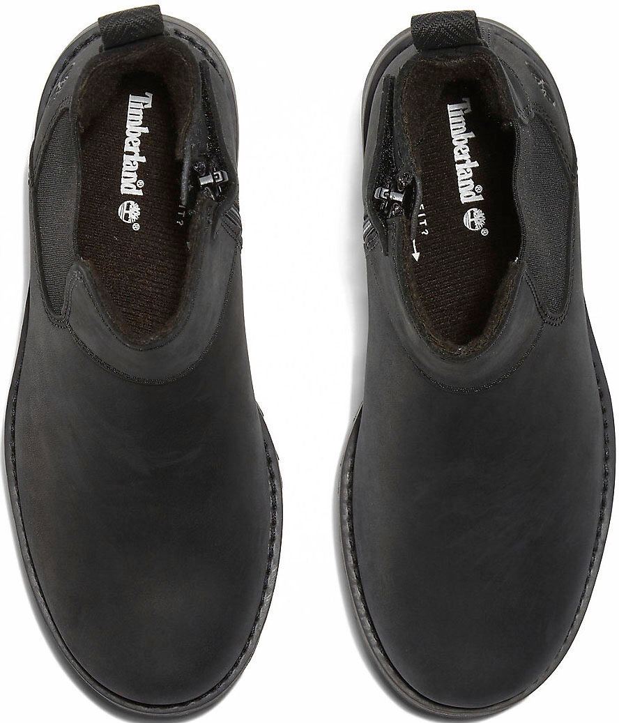 Chelseaboots TIMBERLAND "COURMA KIDMID CHELSEA BOOT", Mädchen, Gr. 36, schwarz, Leder, Schuhe Chelseaboots, Stiefelette, Winterschuhe, Ankle Boots schwarz 36