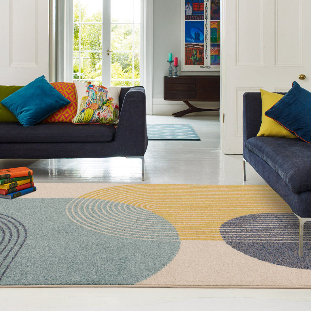 Latitude Run Blue Funky Modern Easy To Clean Abstract Rug For Dining Room Polypropylene Plastic Rectangle 160 x 230cm