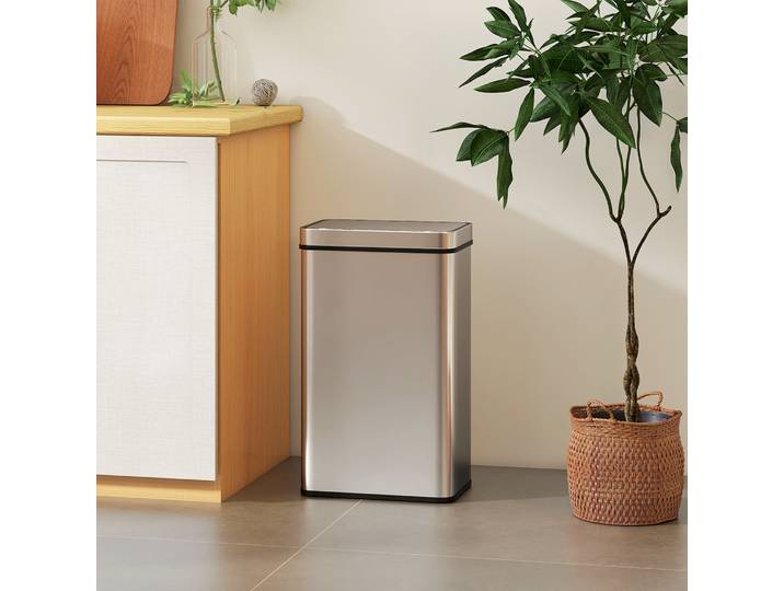 HOMCOM Poubelle Automatique 60L Acier Inox Argenté Cuisine
