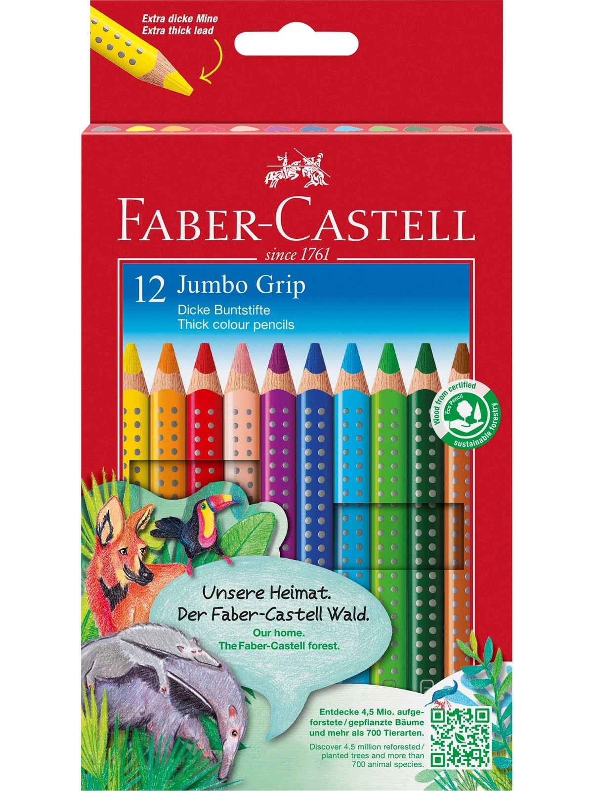 Faber-Castell Buntstift Jumbo Grip 12er-Kartonetui