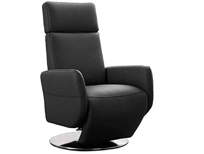 Cavadore TV-Sessel Cobra / Fernsehsessel mit Liegefunktion, Relaxfunktion / Stufenlos verstellbar / Ergonomie M / Belastbar bis 130 kg / 71 x 110 x 82 / Echtleder Schwarz