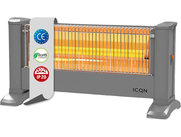 ICQN Infrarood Kachel\, Elektrische Verwarming - Energiezuinig - IP20 - Elegant Grijs