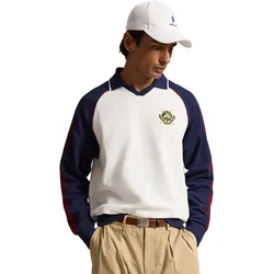 RALPH LAUREN Pullover Lightweight Magic Fleece, weiss/navy