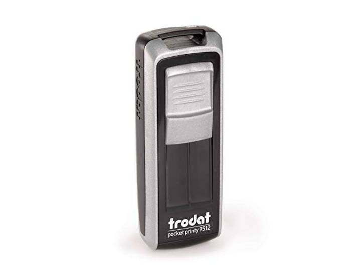 Trodat -Pocket Printy 9512 - Zakstempel personaliseren met gewenste tekst, hier meteen online vormgeven Kleur behuizing zilver - Adresstempel - met gewenste tekst - 46 x 17 mm, 5 regels -